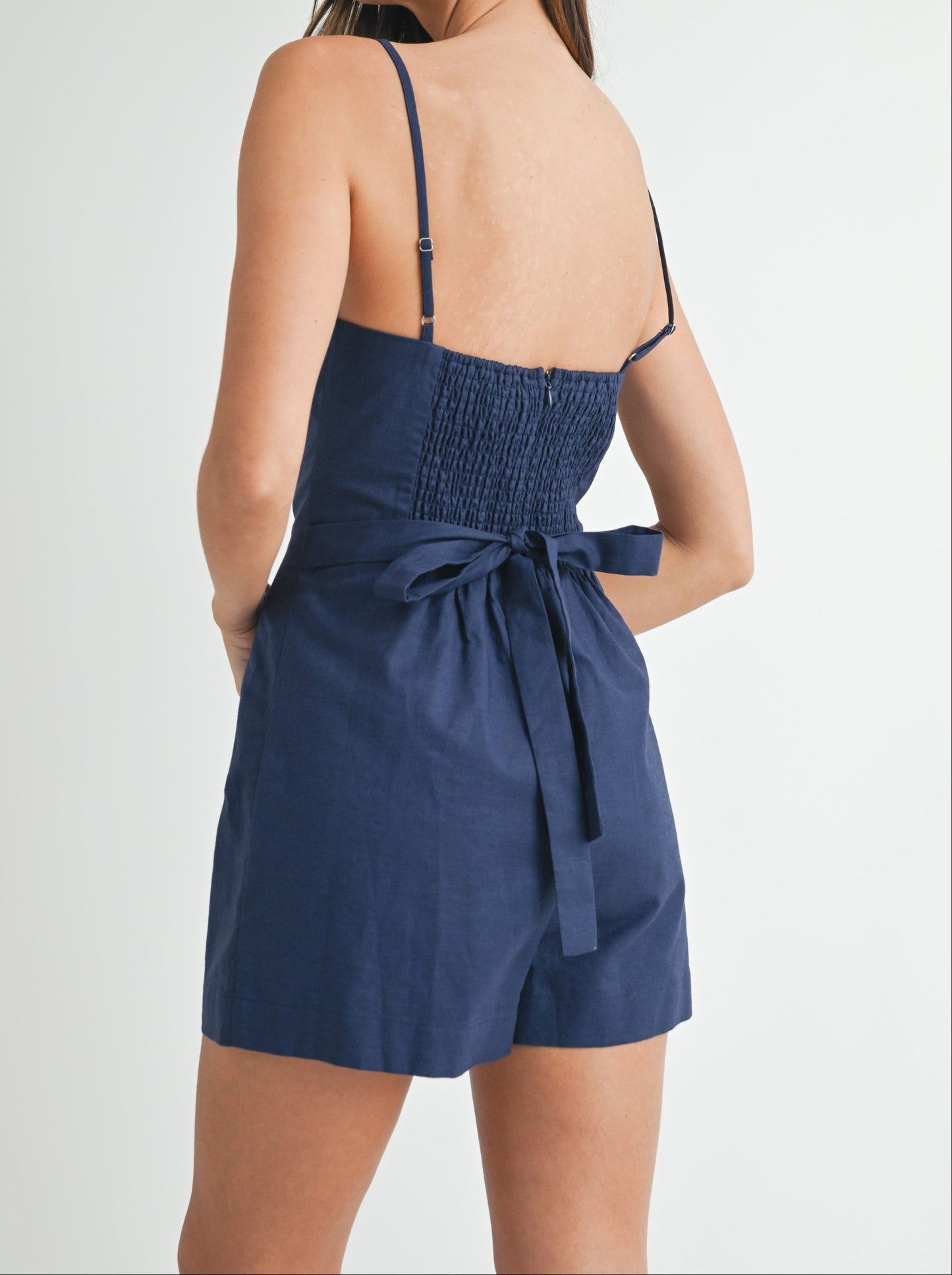 Blue Linen Romper