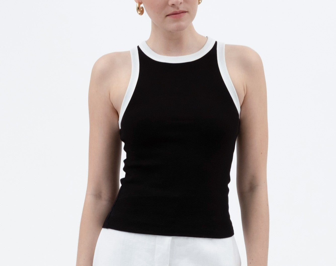 Contrast Knit Tank Top