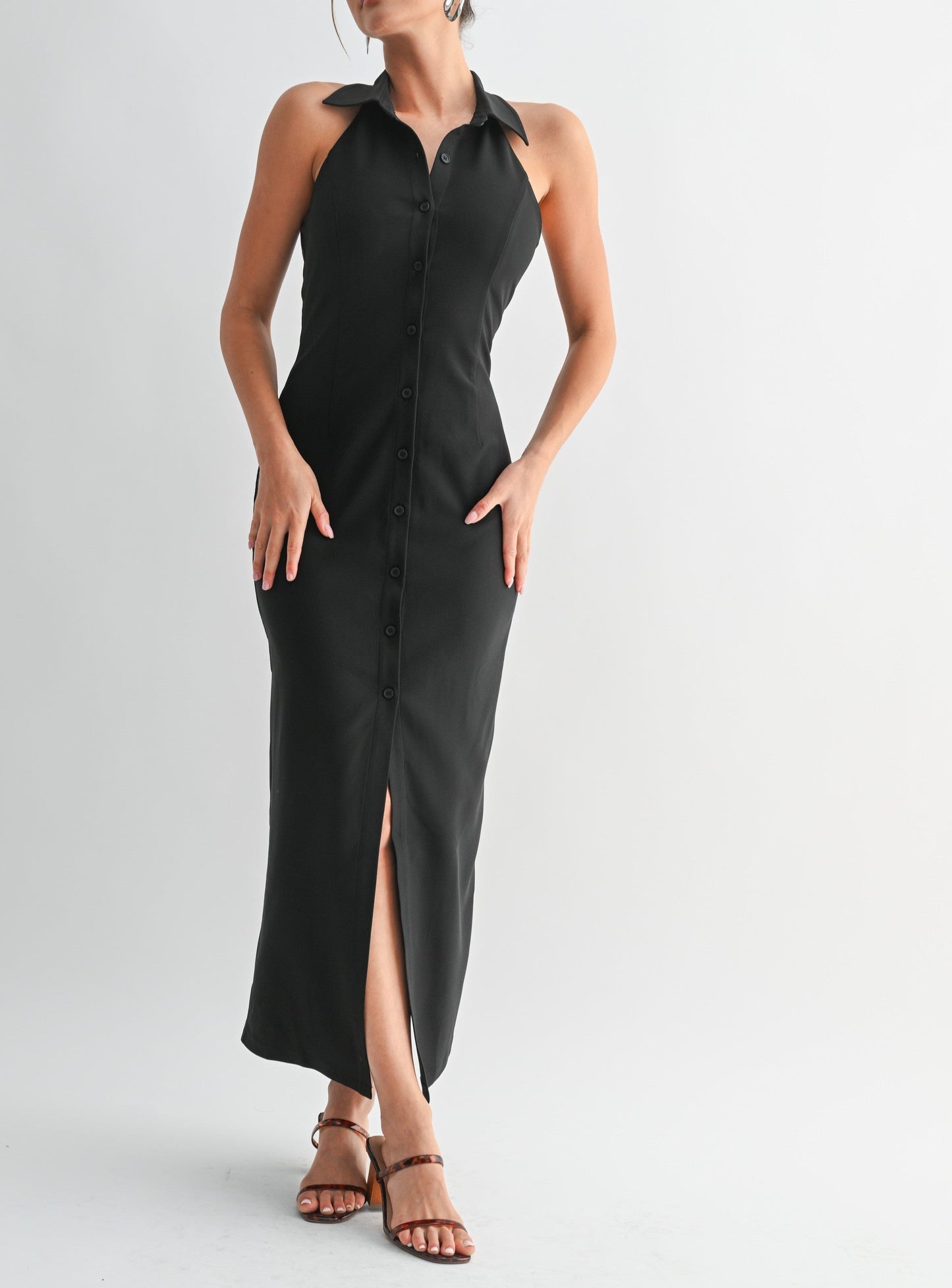 Talia Button Halter Dress