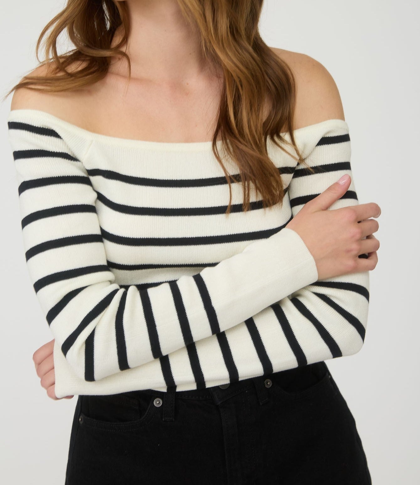 Stripe Off The Shoulder Sweater