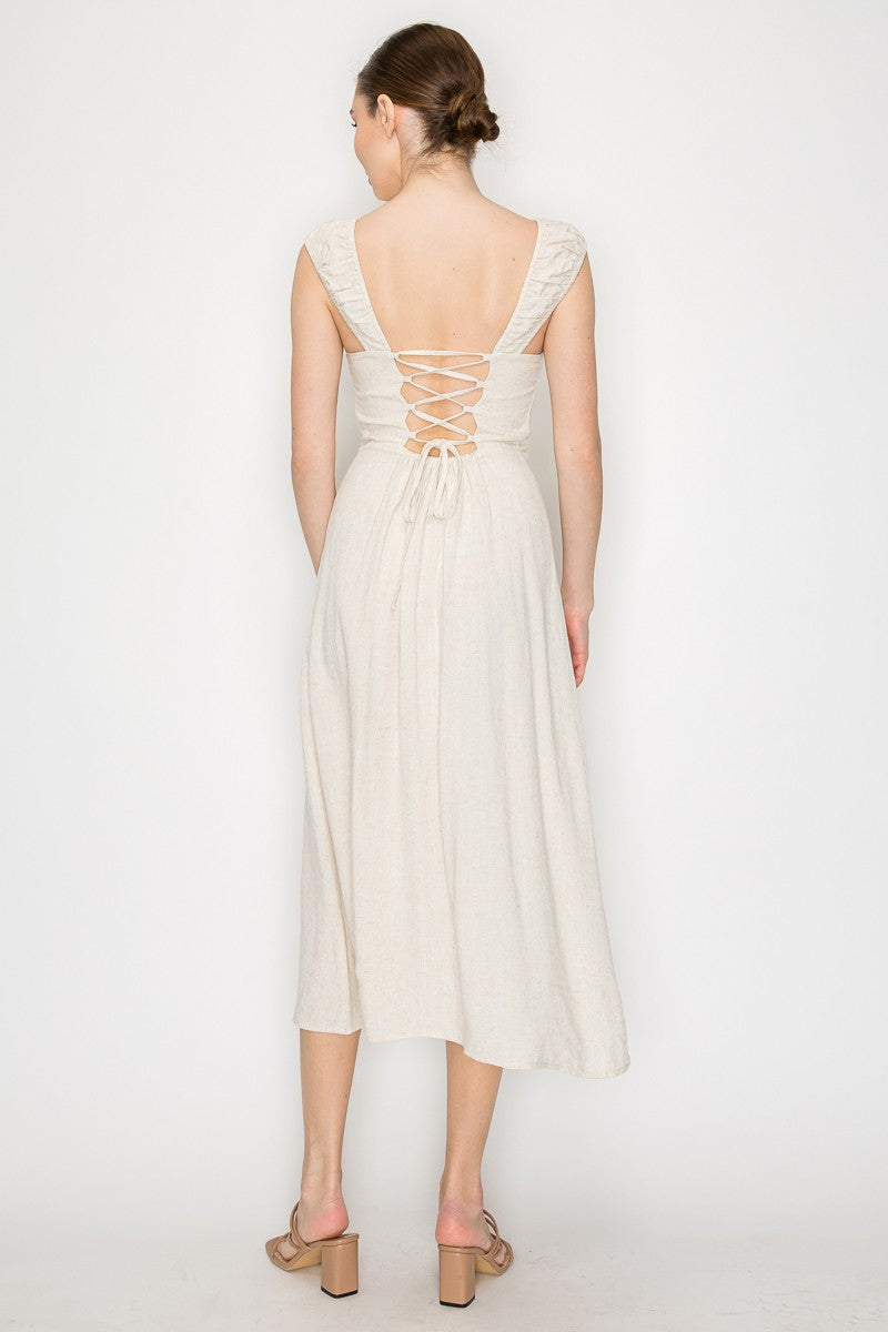 Back Lace-up Slit A-line Dress