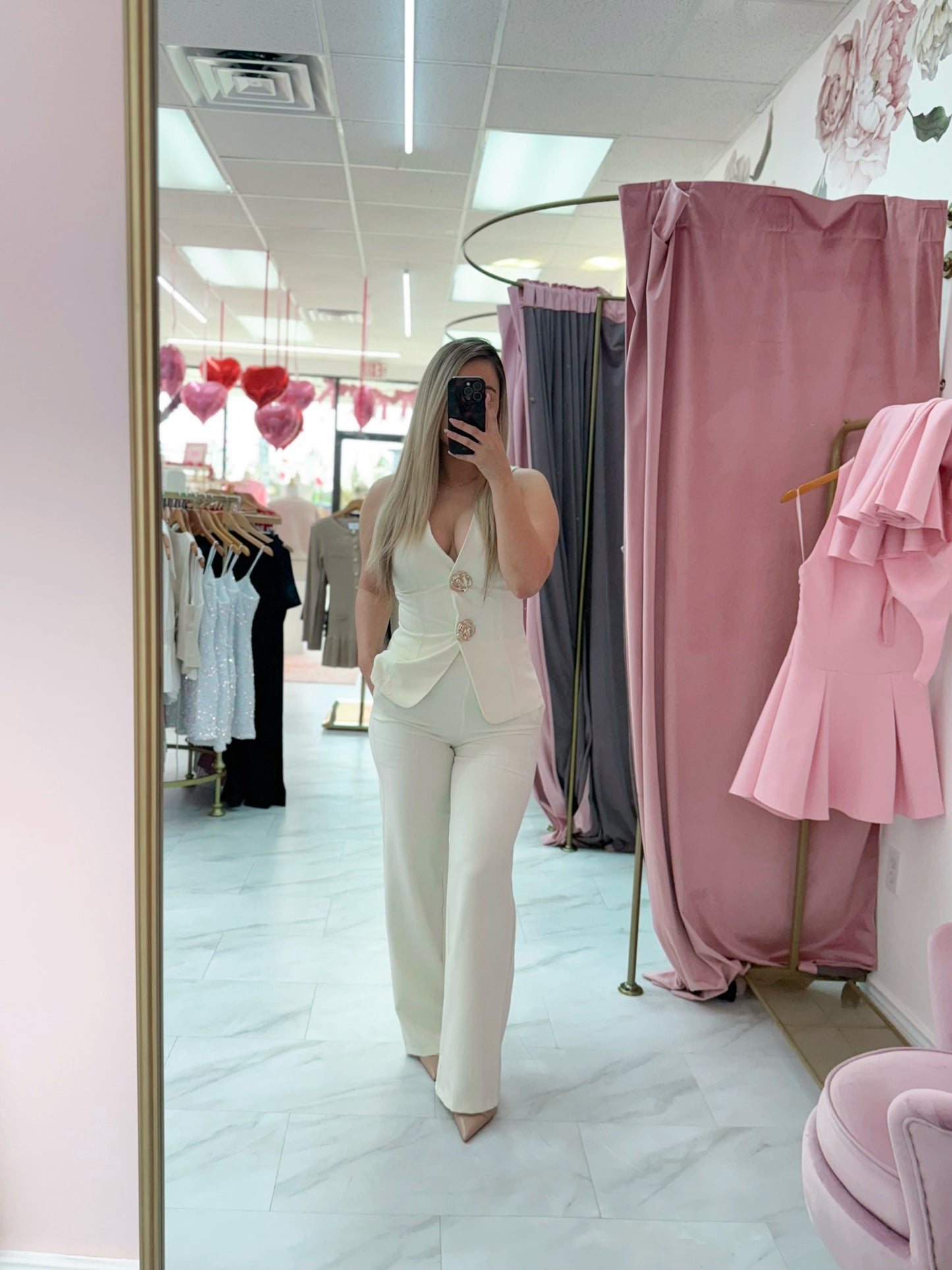 Ivory 2pc Vest Top With Pants Set