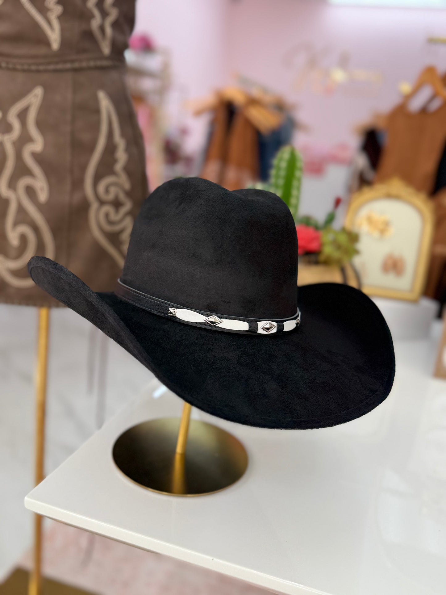 Western Cowboy Suede Hat -Black