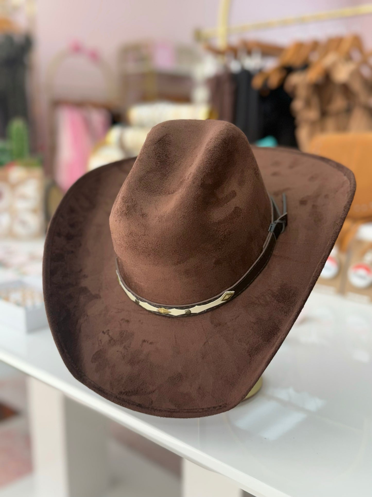 Western Cowboy Suede Hat-Brown