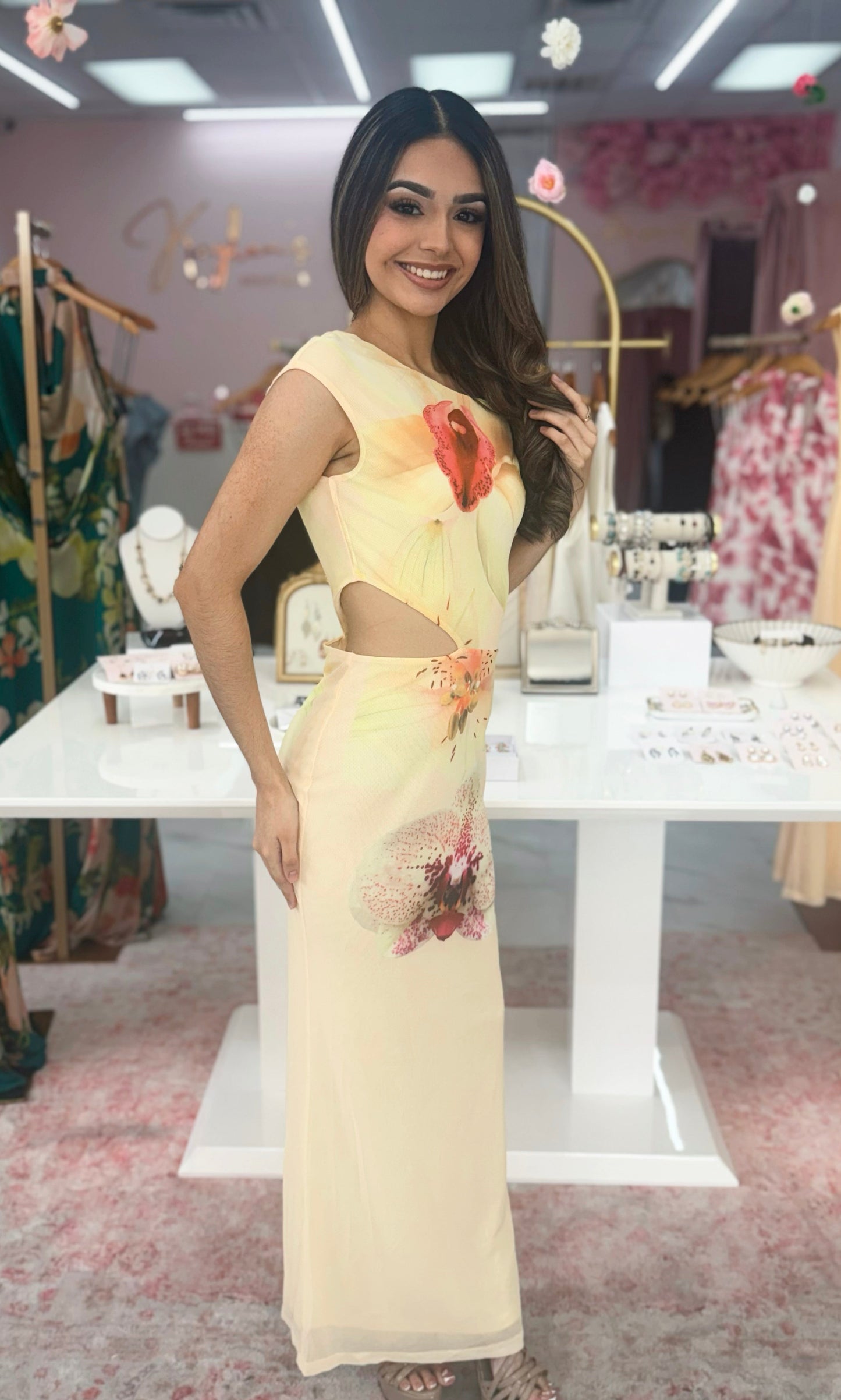 Vivia Asymmetrical Floral Maxi Dress