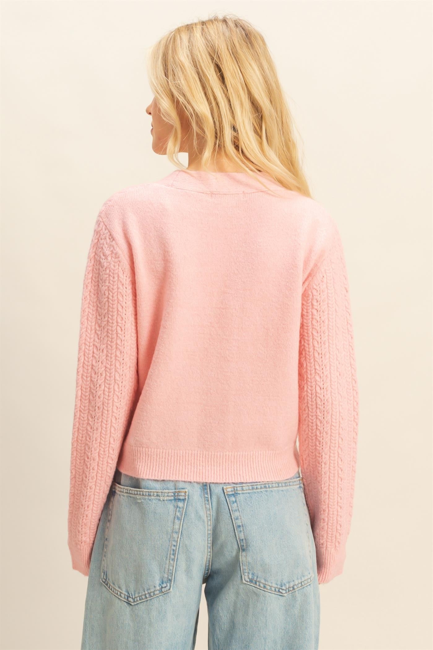 Pink Cable Knit Sweater