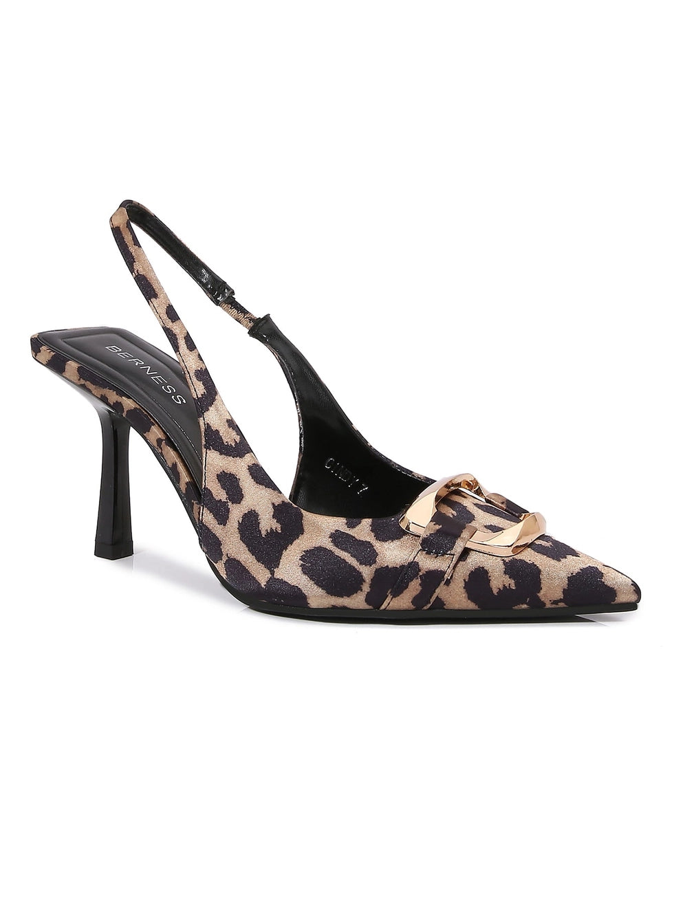Cindy Buckle Accent Heels-Leopard