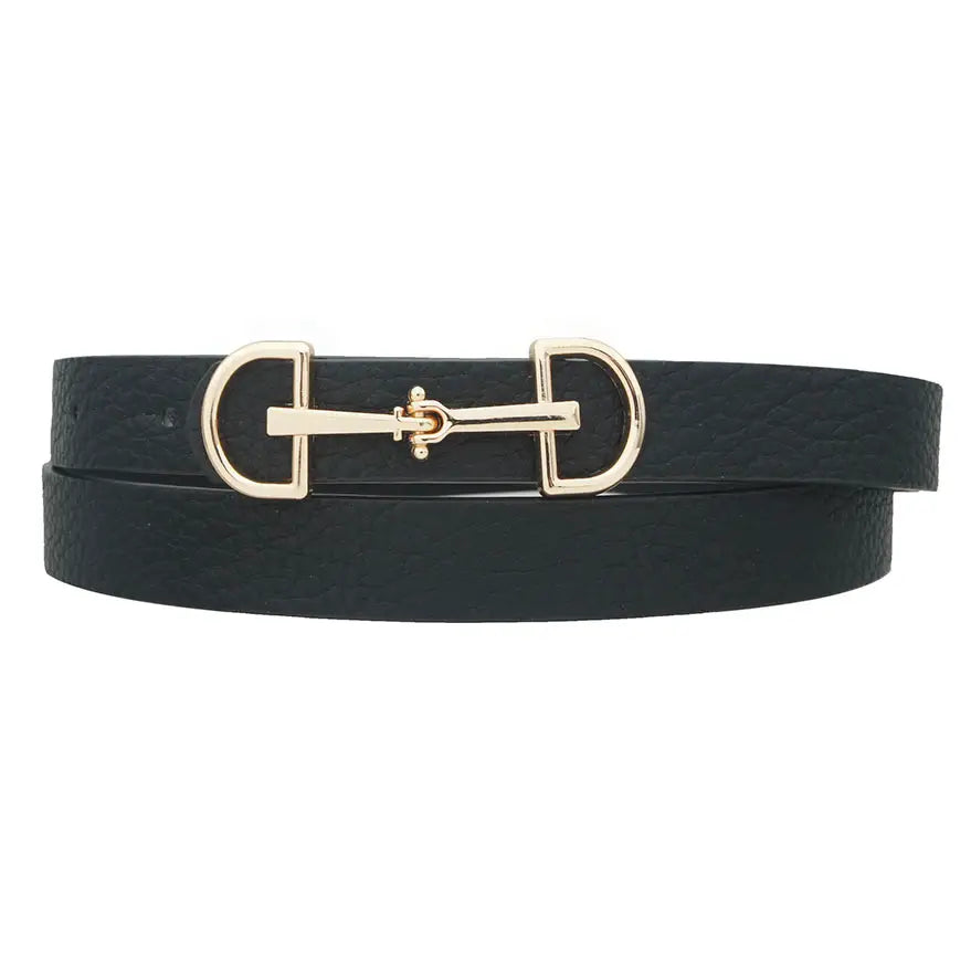 Horsebit Skinny Belt in Taupe