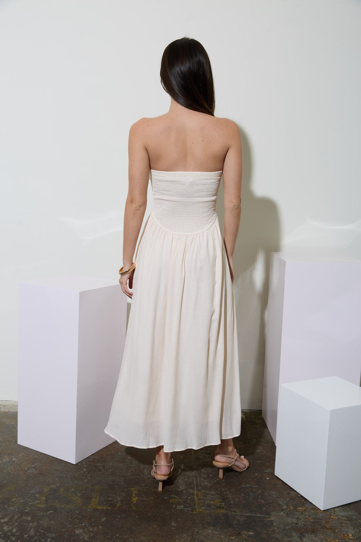Betty Lace Trim Strapless Maxi