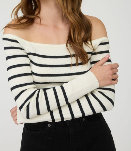 Stripe Off The Shoulder Sweater