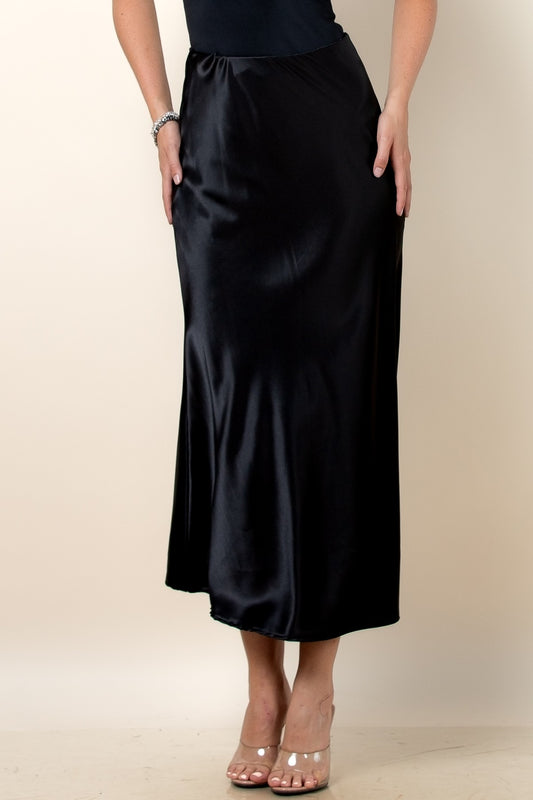 Satin Skirt-Black