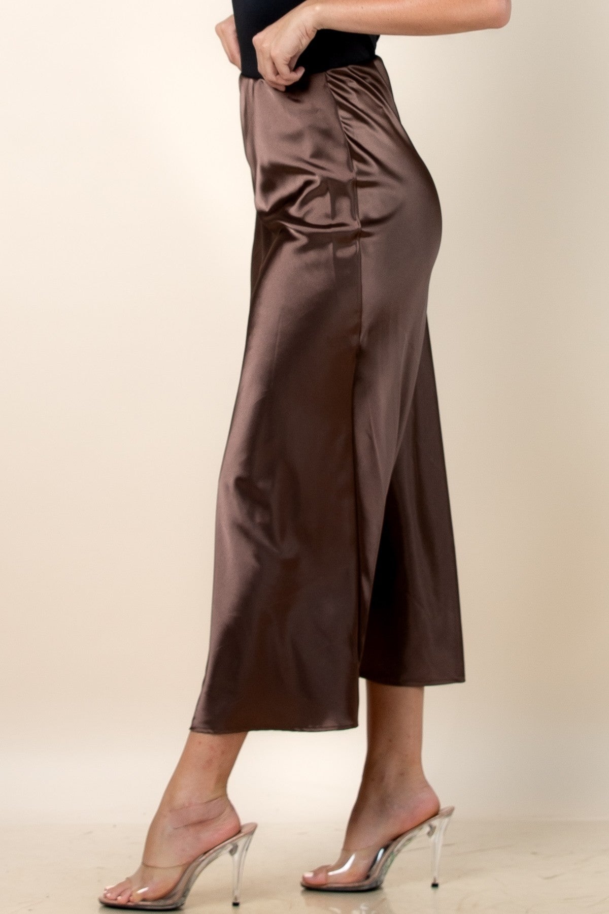 Satin Skirt-Chocolate
