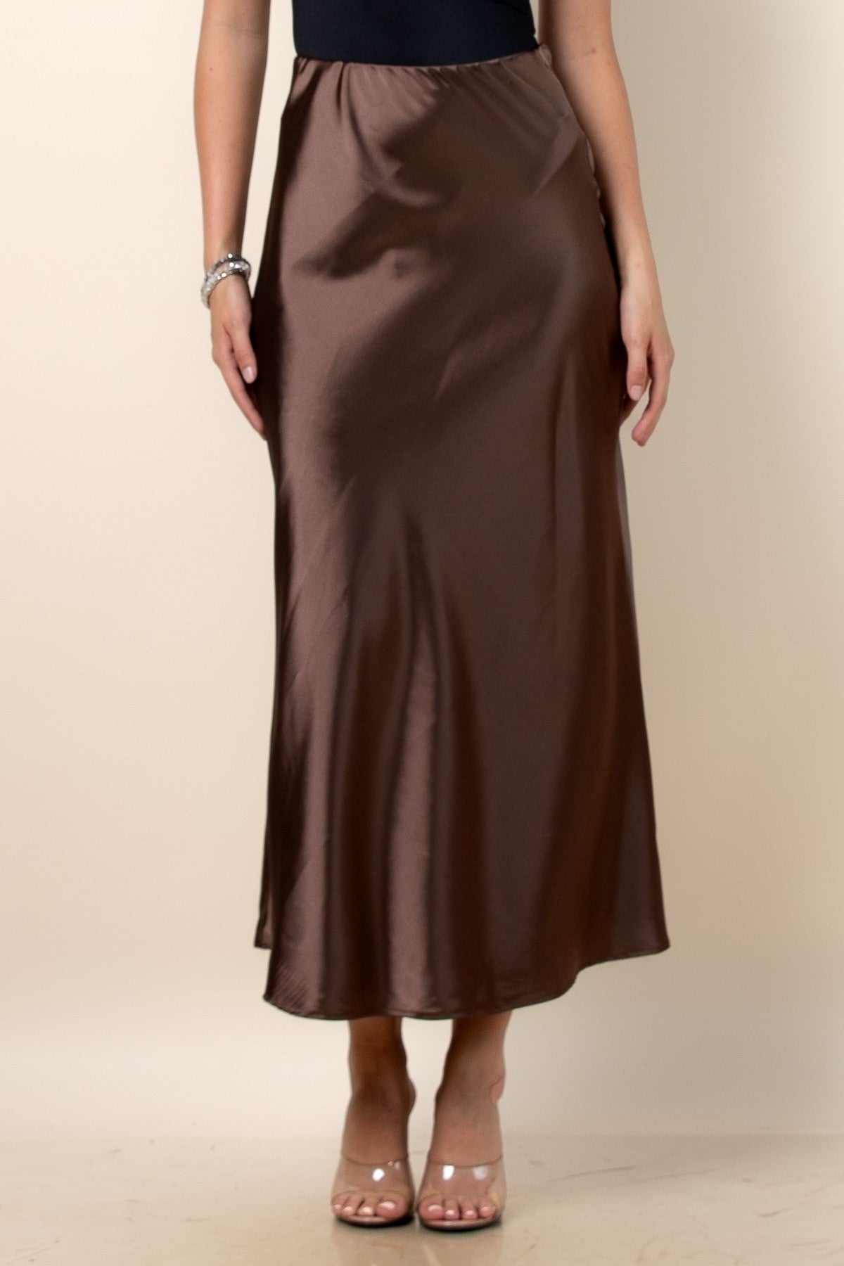 Satin Skirt-Chocolate