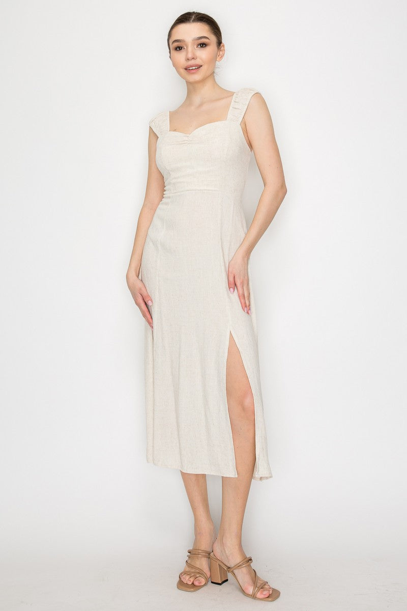 Back Lace-up Slit A-line Dress