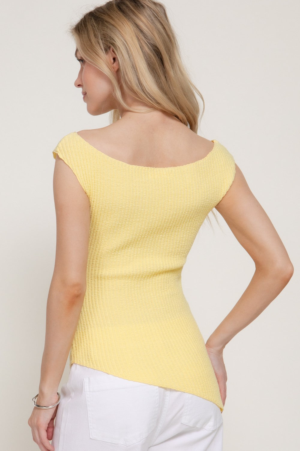 Sleeveless Asymmetric Knit Top