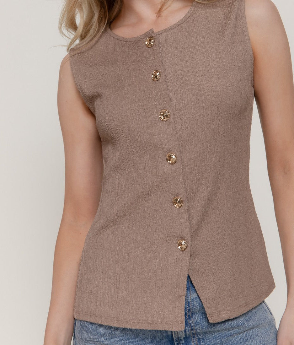 Sleeveless Texture Knit Vest