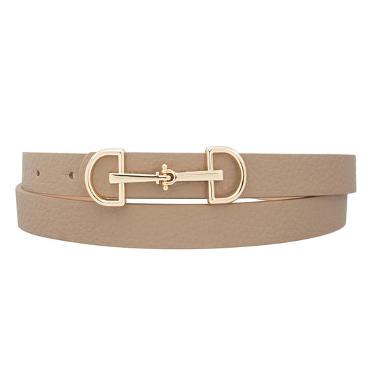 Horsebit Skinny Belt in Taupe