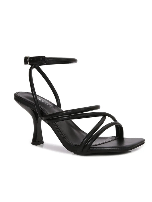 Jamie Multi-Strap Ankle Strap Heeled Sandals-Black