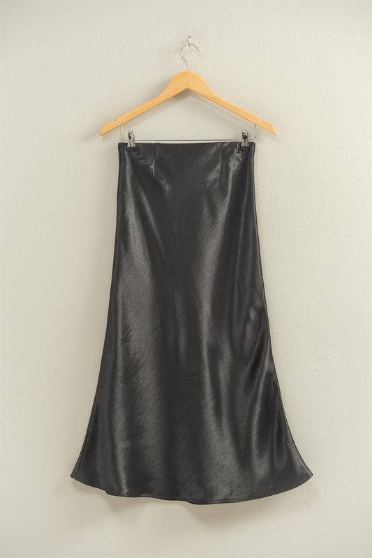 Satin A-line Midi Skirt
