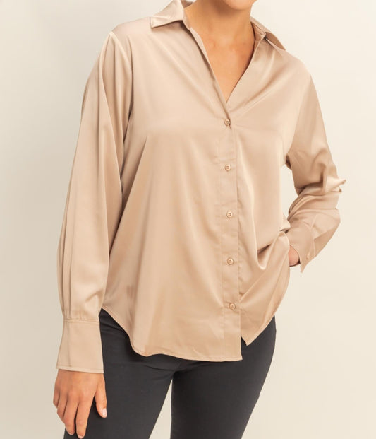 Dark Taupe Satin Shirt
