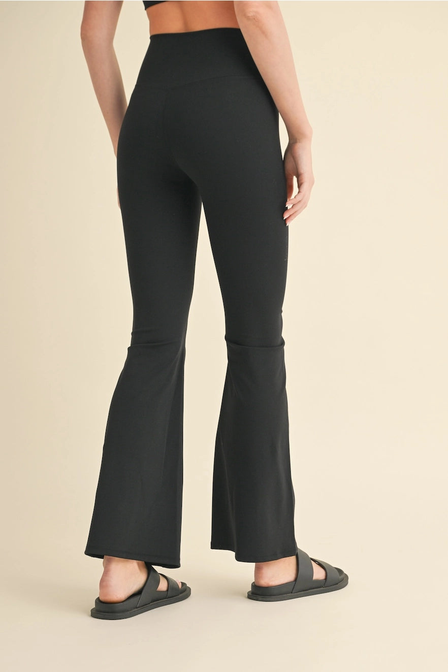 High Waist Crossover Flare Legging-Black