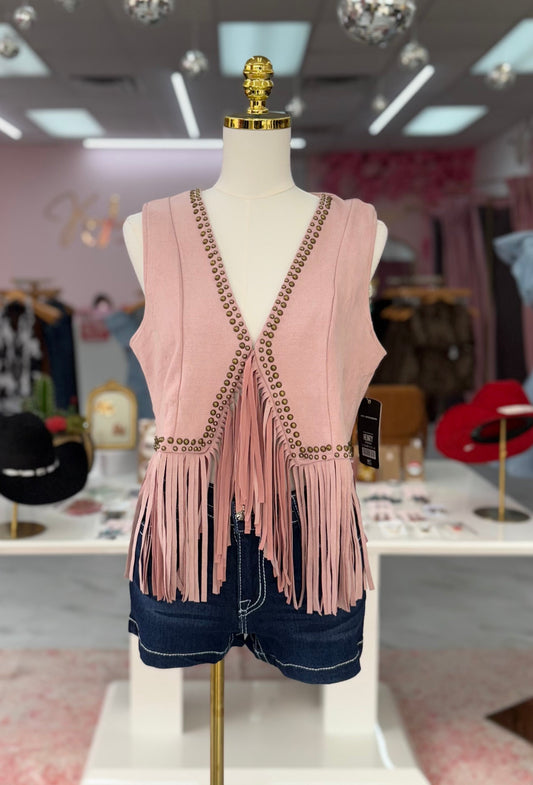 Pink Fringe Vest