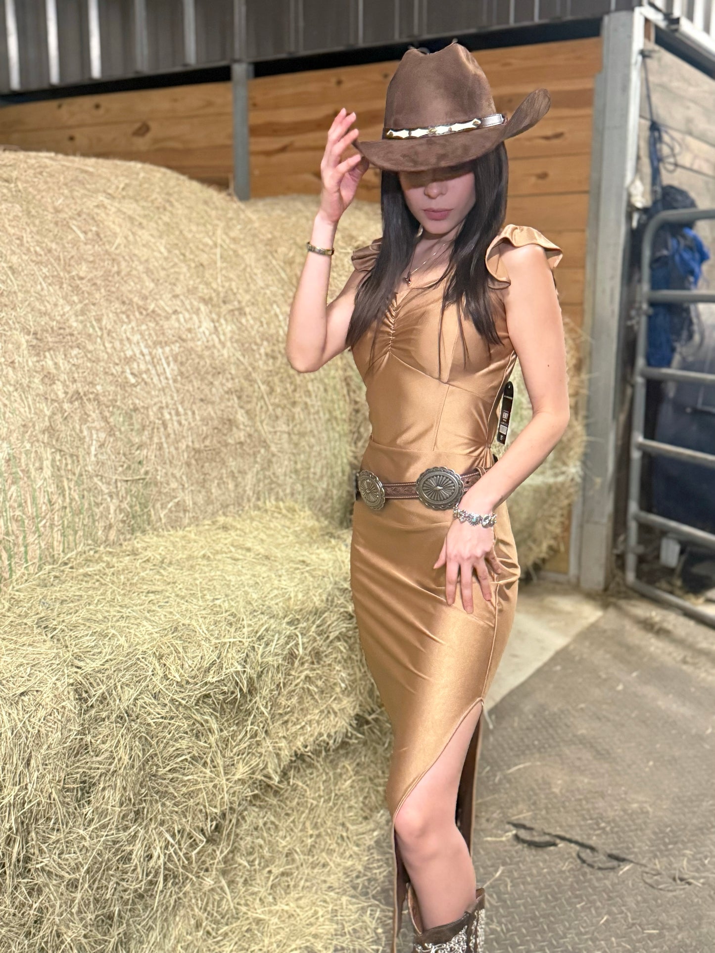Henry Moda Dress-Beige