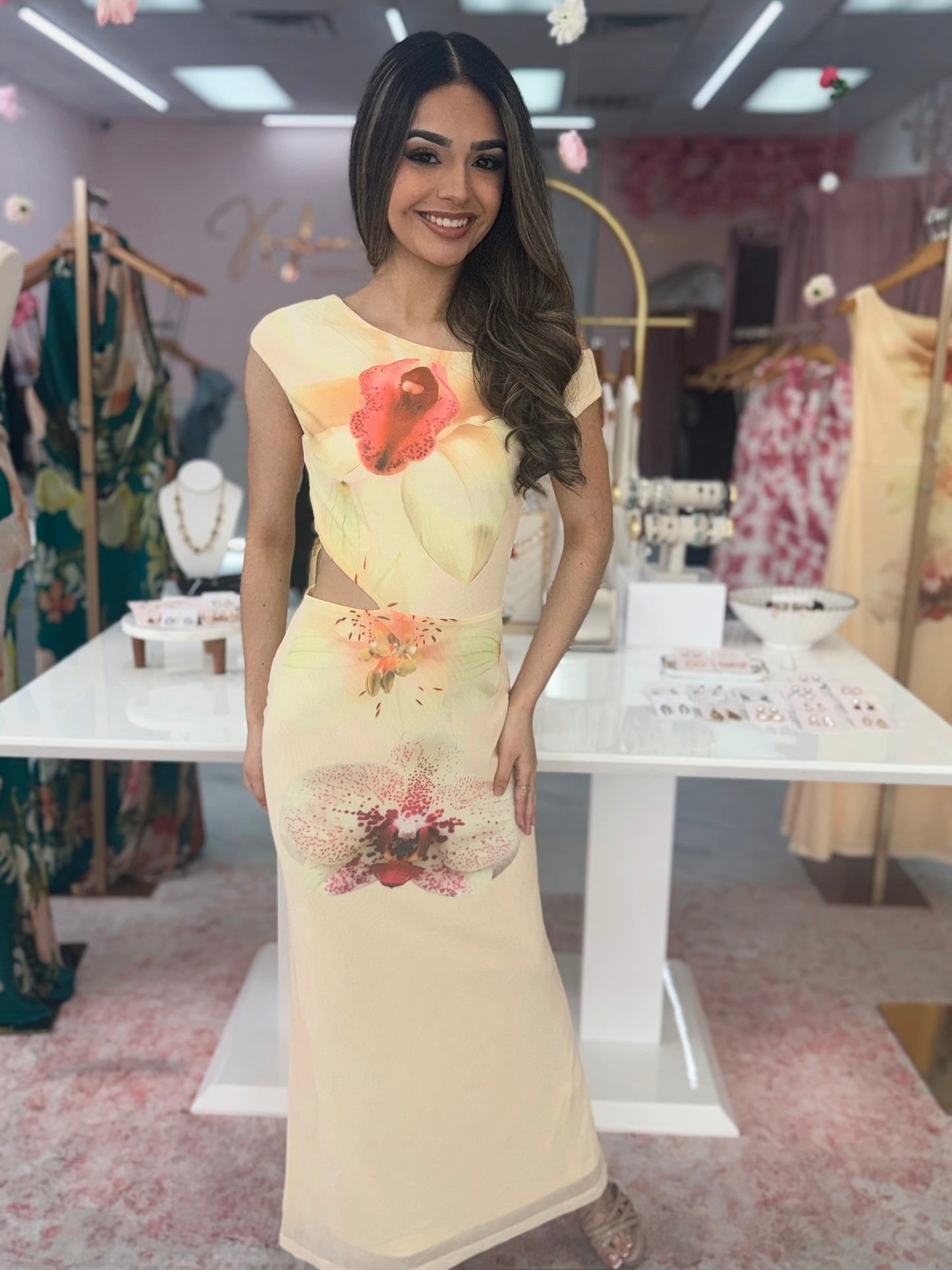 Vivia Asymmetrical Floral Maxi Dress