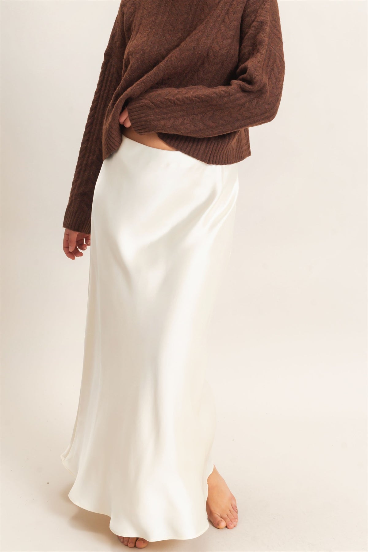 Cream Satin Skirt