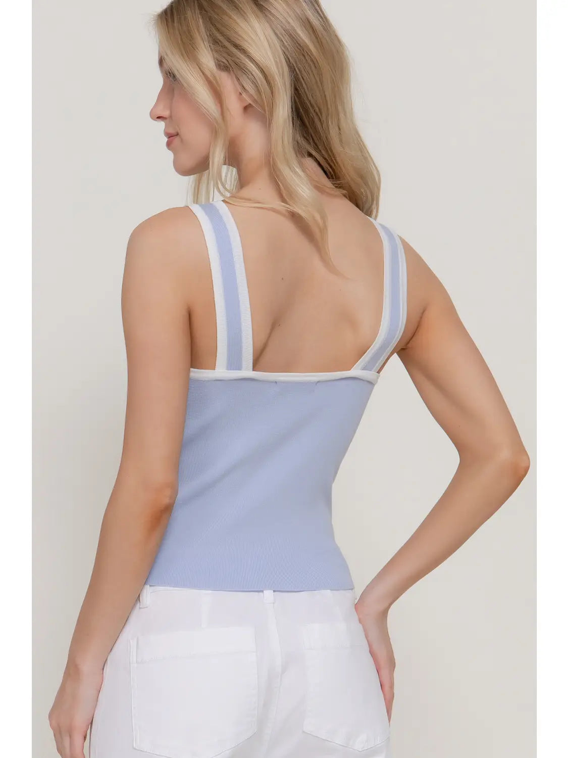 Aurora Pearl Knit Top-Baby Blue