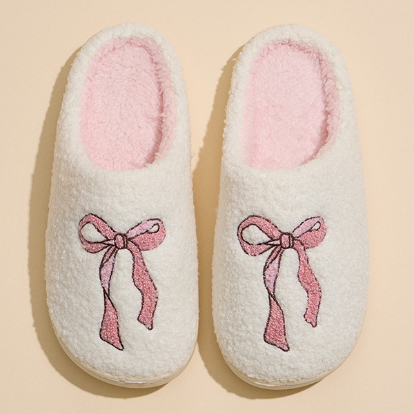 Pink Ribbon Bow Slippers
